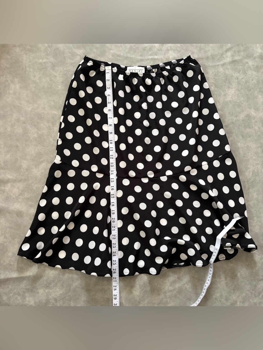 Vintage Daniel Laurent Black Polka Dot Skirt 90s Classic Retro - Picture 9 of 9